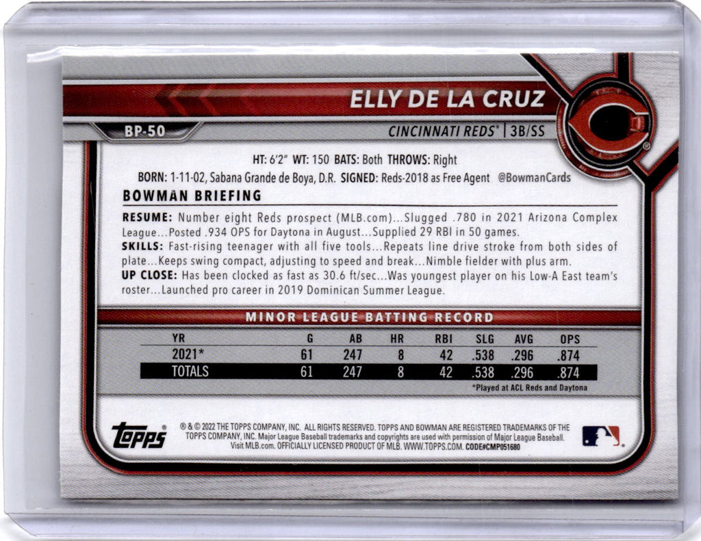 2022 Bowman 1st Edition #BPPF-50 Elly De La Cruz