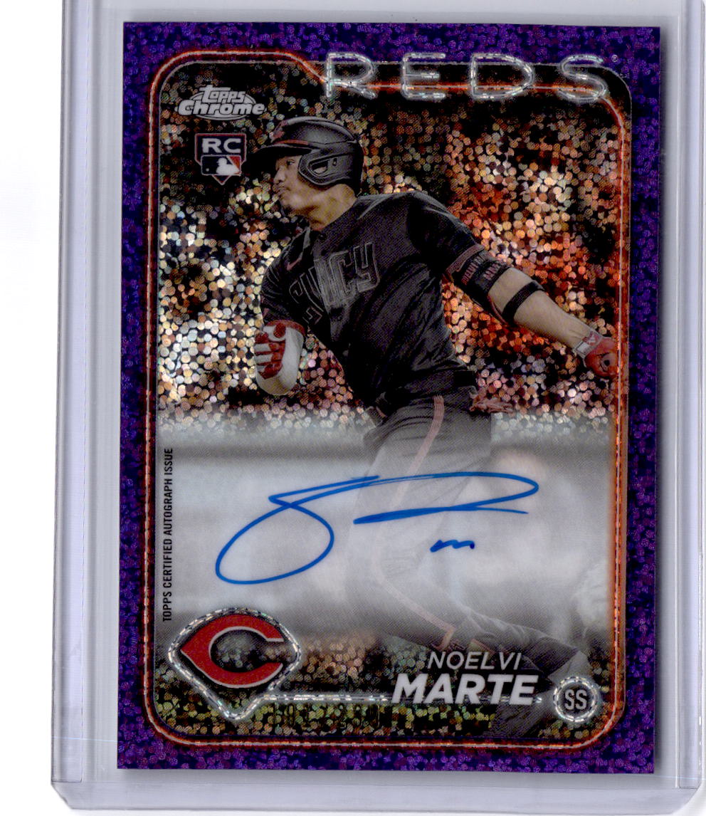 2024 Topps Chrome #177 Noelvi Marte Purple Speckle Refractors #/299