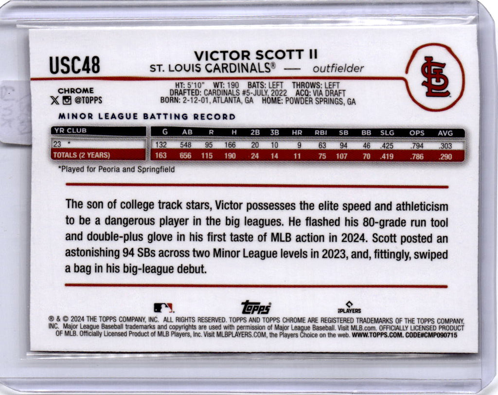 2024 Topps Chrome Update #USC48 Victor Scott II Magenta Refractors #/399