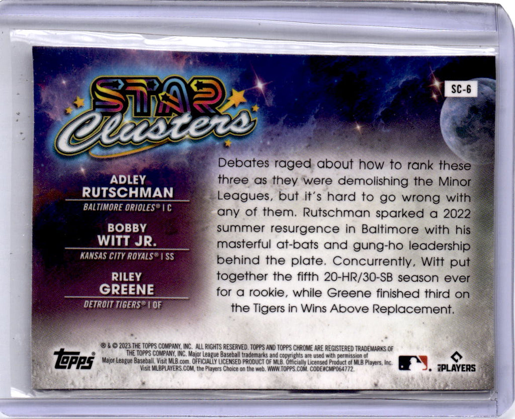 2023 Topps Chrome Cosmic Riley Greene / Bobby Witt Jr. / Rutschman Star Clusters