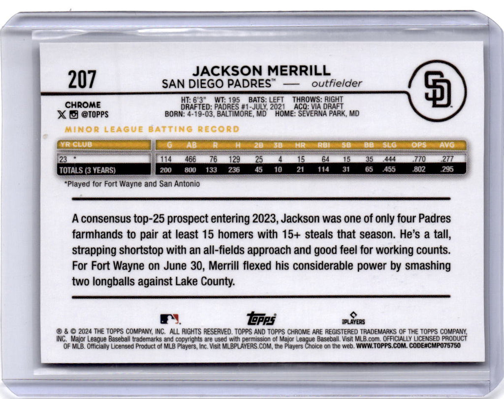 2024 Topps Chrome #207b Jackson Merrill