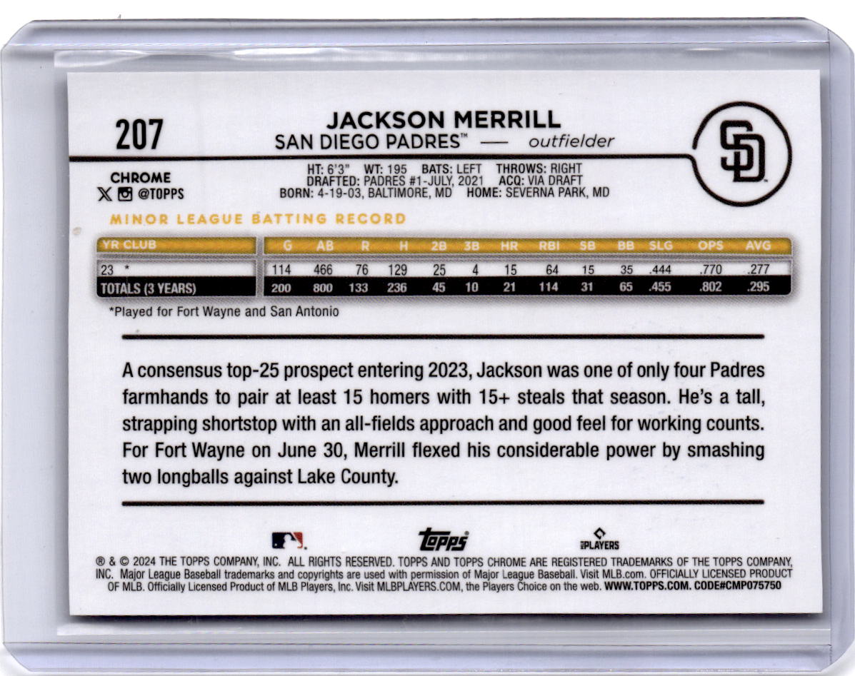 2024 Topps Chrome #207b Jackson Merrill