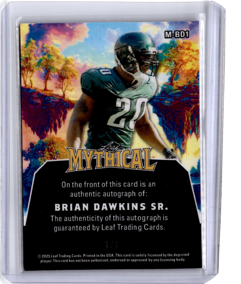 2025 Leaf Eclectic Signature Brian Dawkins Sr. Mythical Prismatic Kraken #/1