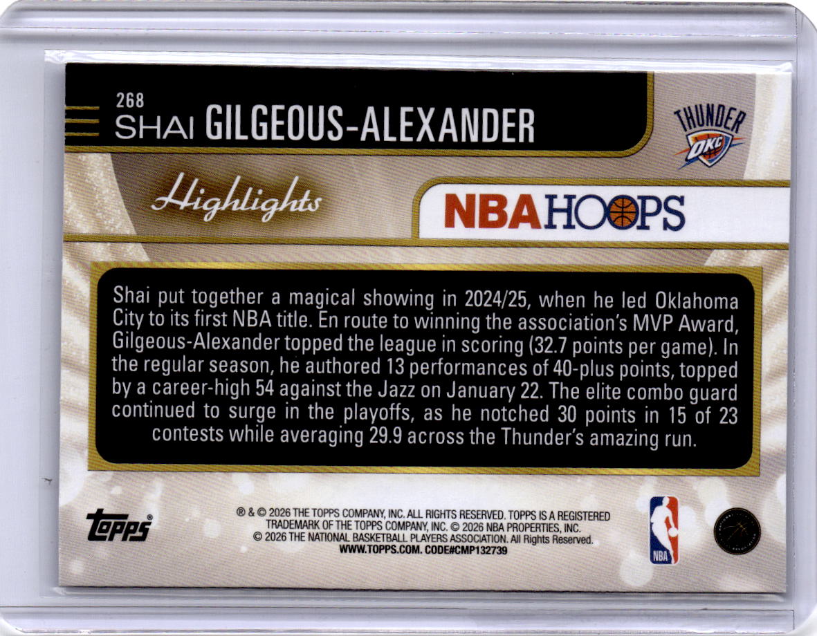 2025-26 Hoops #268 Shai Gilgeous-Alexander