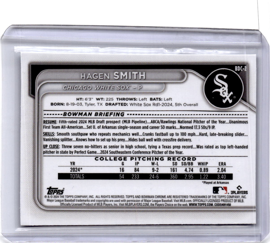 2024 Bowman Draft Sapphire Edition #BDC-2 Hagen Smith