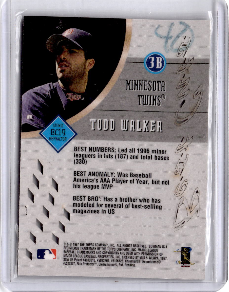 1997 Bowman's Best #BC19 Todd Walker Best Cuts Refractor