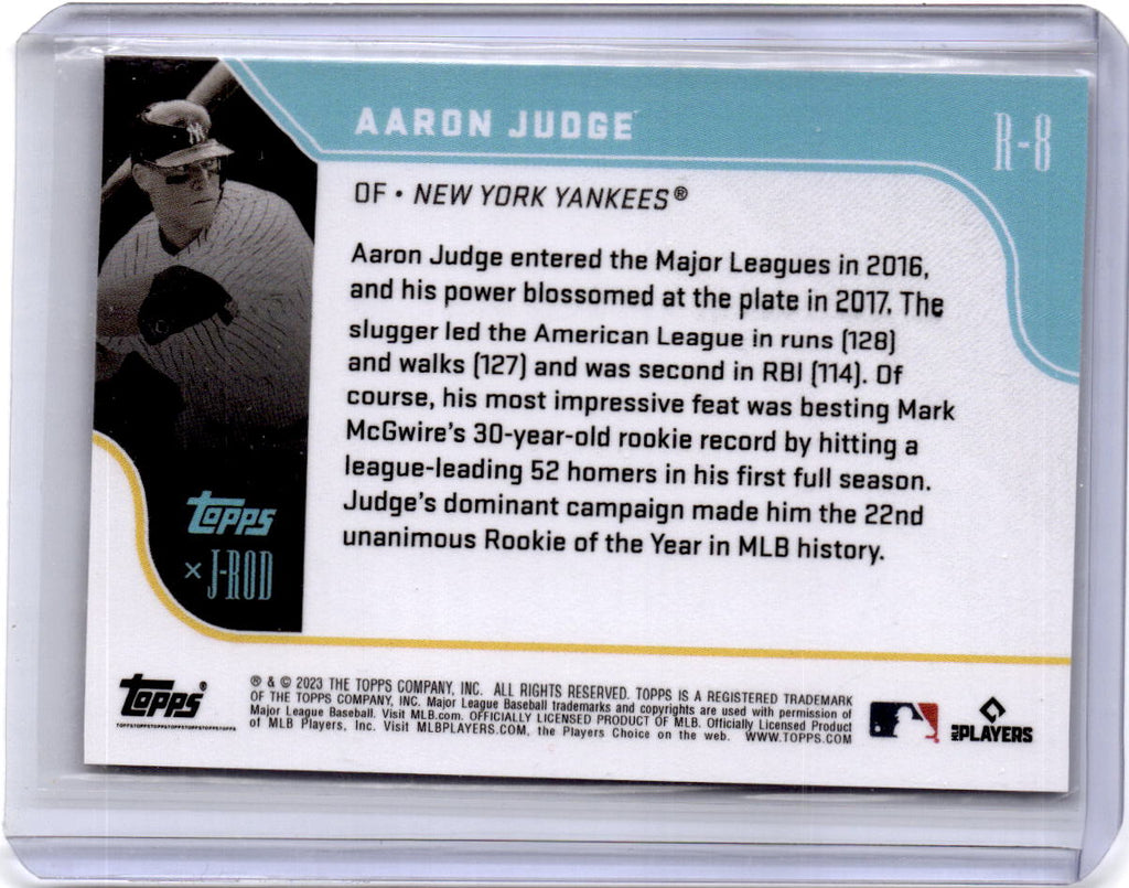 2023 Topps x J-Rod The Show Out Collection #R-8 Aaron Judge ROY Award Winners