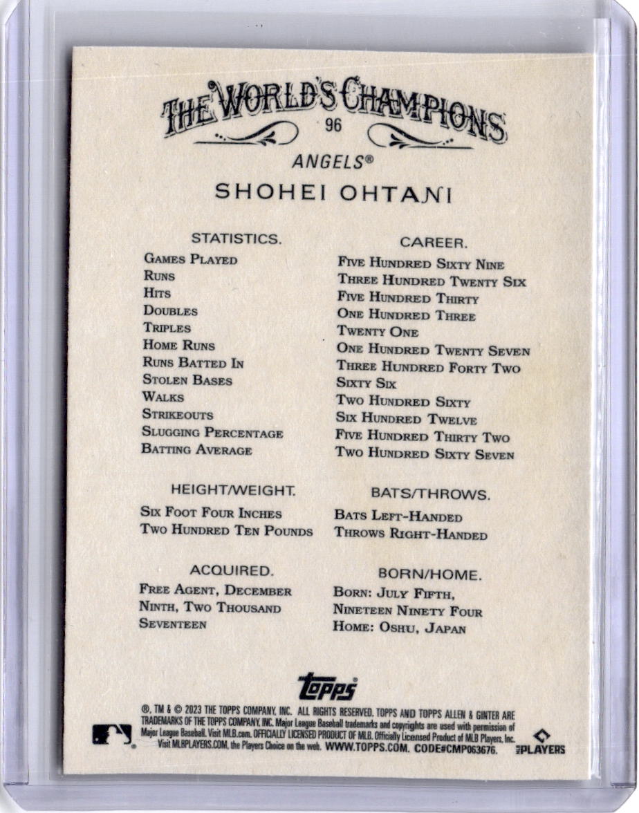 2023 Topps Allen & Ginter #96 Shohei Ohtani