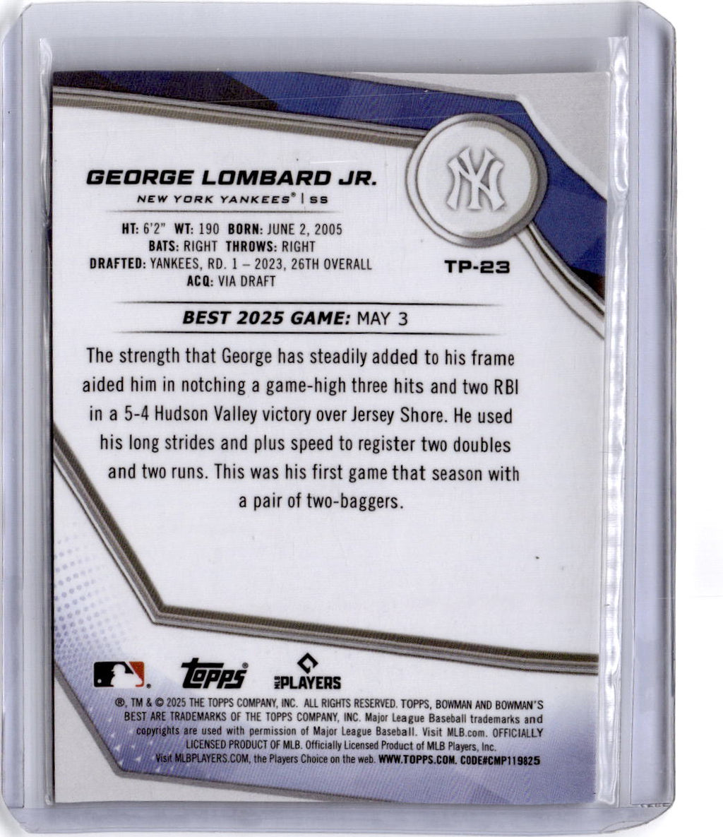 2025 Bowman's Best #TP-23 George Lombard Jr. Gold Lava Refractors #/50