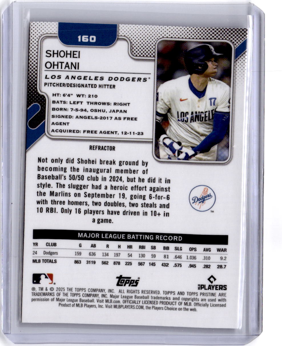 2025 Topps Pristine #160 Shohei Ohtani Refractors