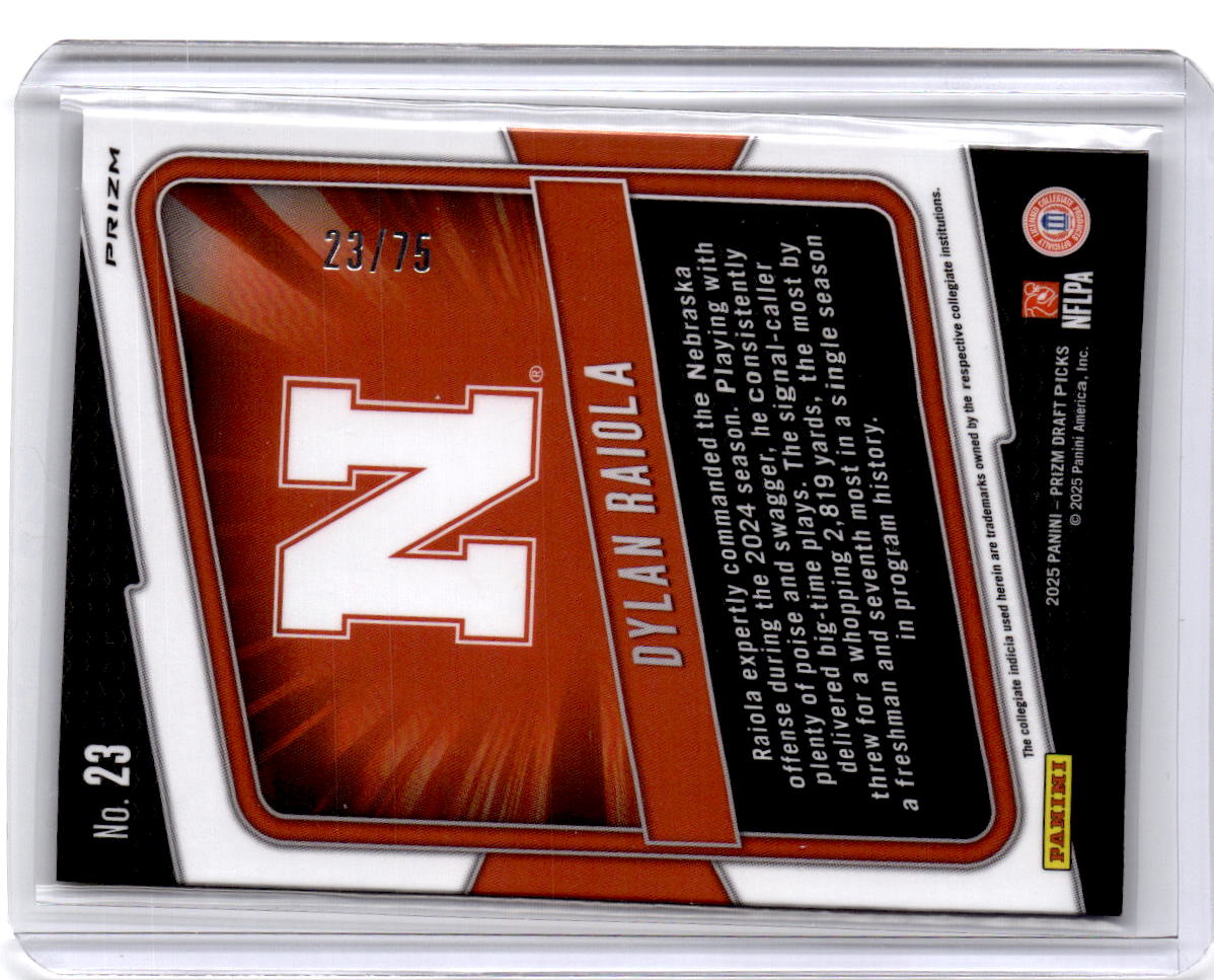 2025 Panini Prizm Draft Picks #23 Dylan Raiola Hype Orange Pulsar #/75