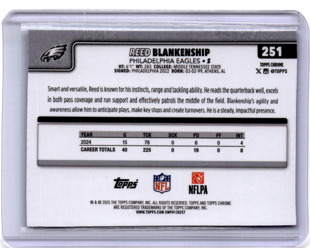 2025 Topps Chrome #251 Reed Blankenship Aqua Refractor #/199