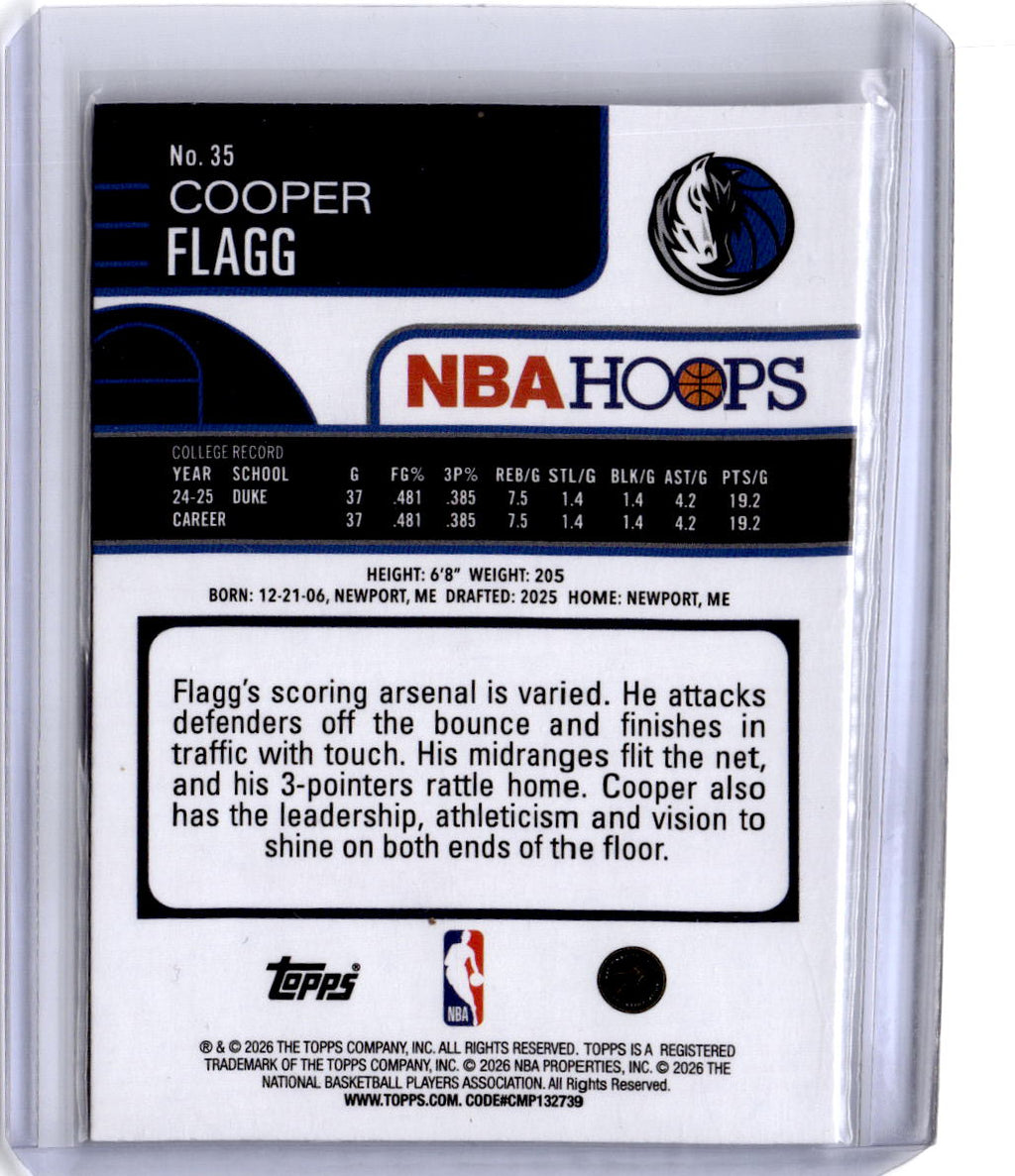 2025-26 Hoops #35 Cooper Flagg Rainbow