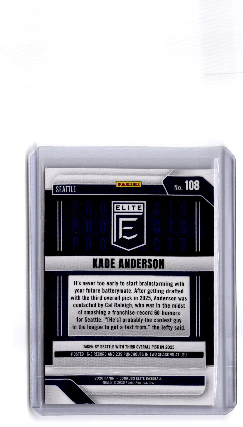 2026 Donruss Elite #108 Kade Anderson Status Explosion #/499