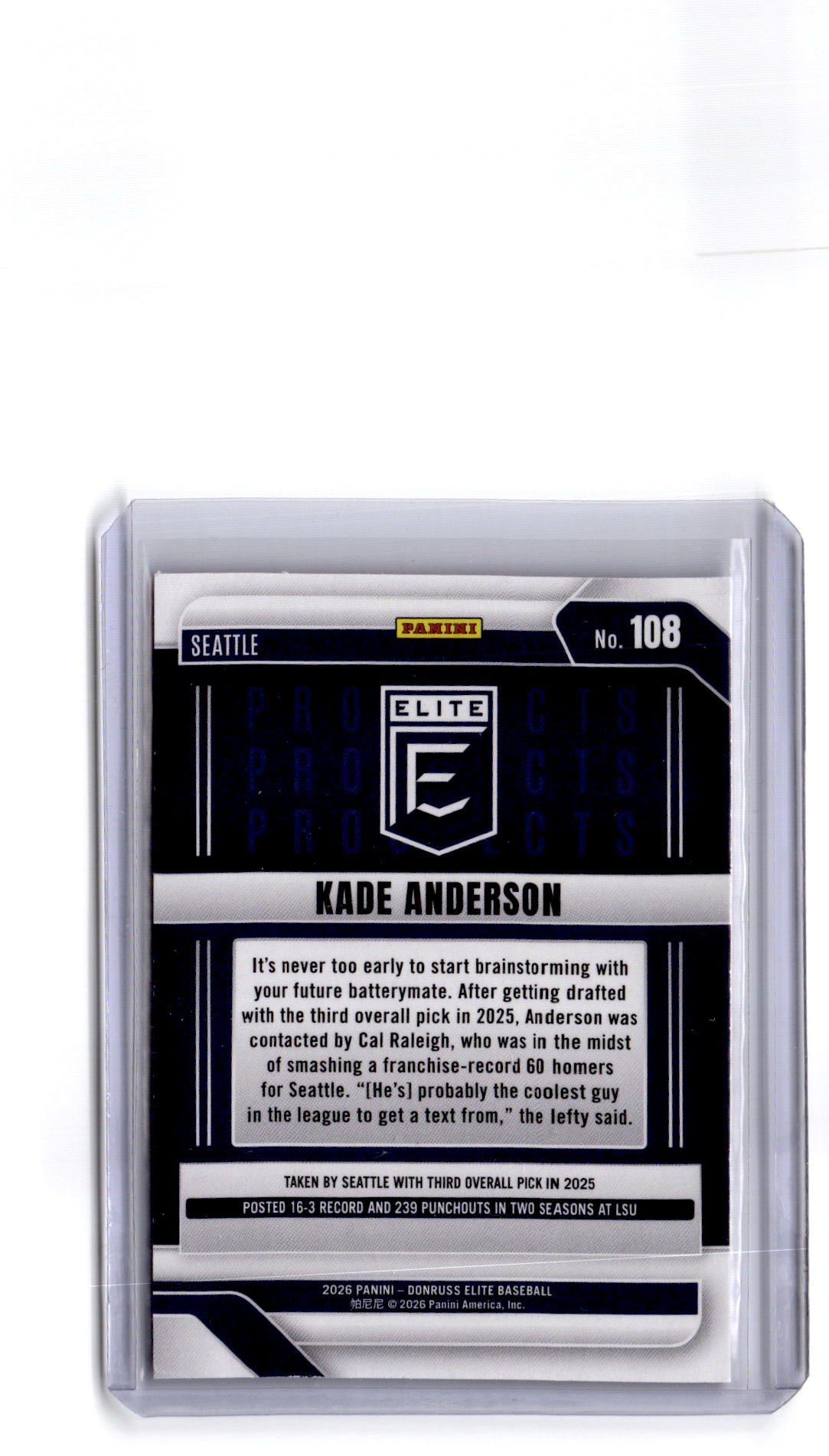 2026 Donruss Elite #108 Kade Anderson Status Explosion #/499