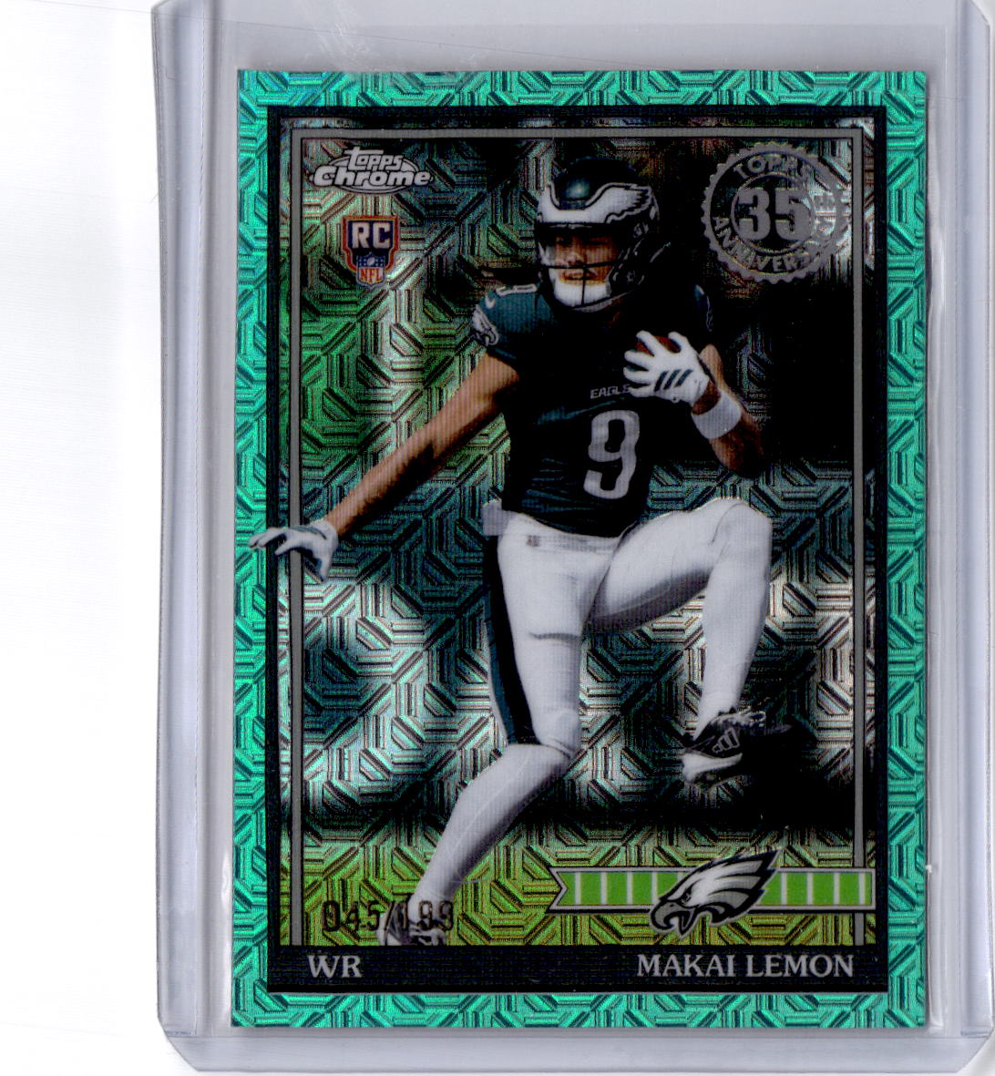 2026 Topps Flagship Makai Lemon 1991 Topps Football Rookies Chrome Aqua #/199