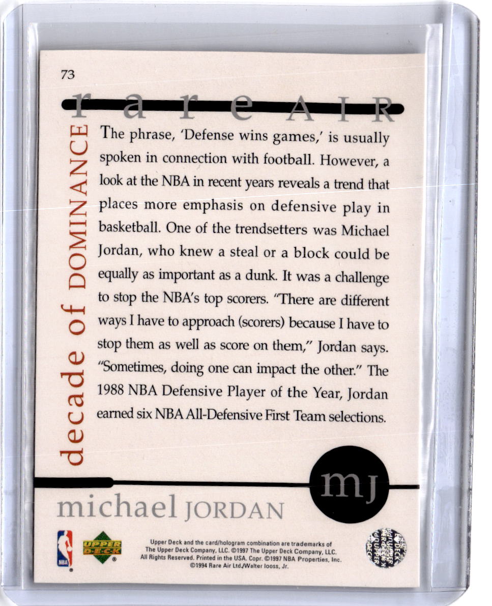 1994 Upper Deck Jordan Rare Air #78 Michael Jordan