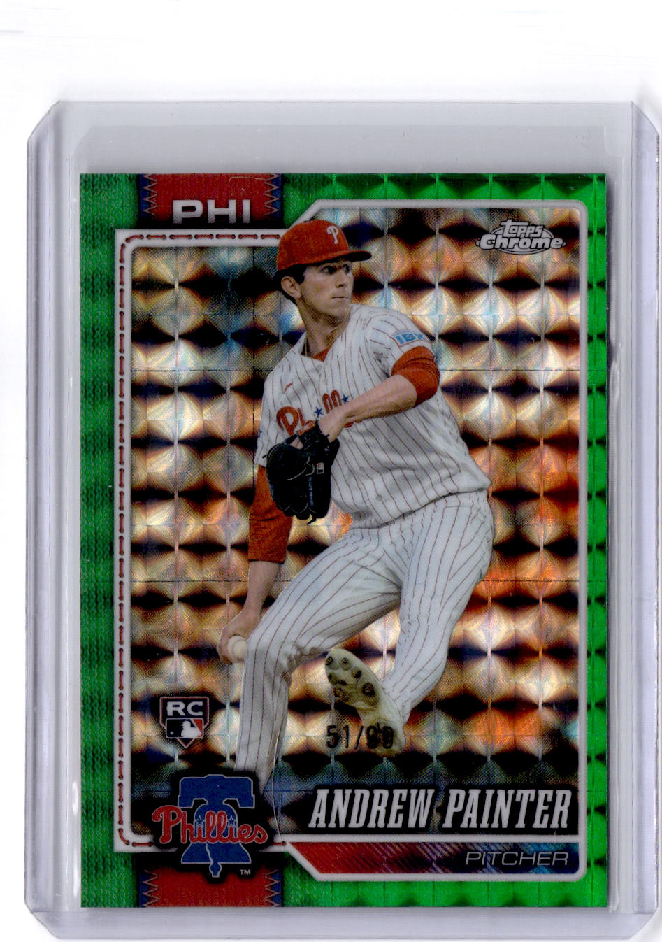 2026 Topps Chrome #160 Andrew Painter Green Geometric Refractors #/99