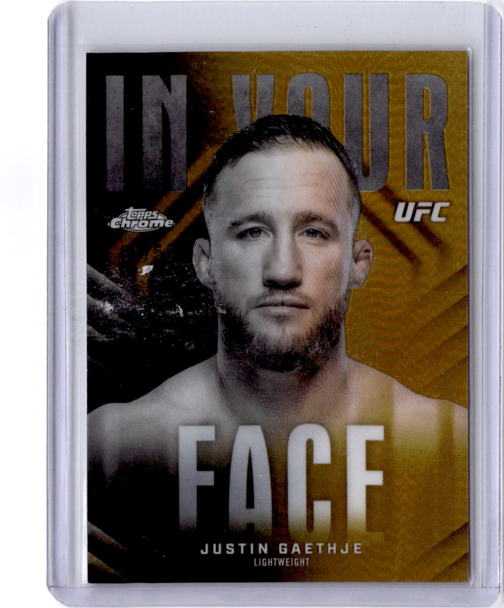2026 Topps Chrome UFC #IYF-14 Justin Gaethje In Your Face Gold Refractor