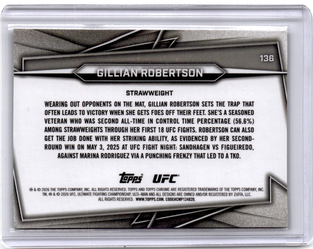 2026 Topps Chrome UFC #136 Gillian Robertson Gold Refractor