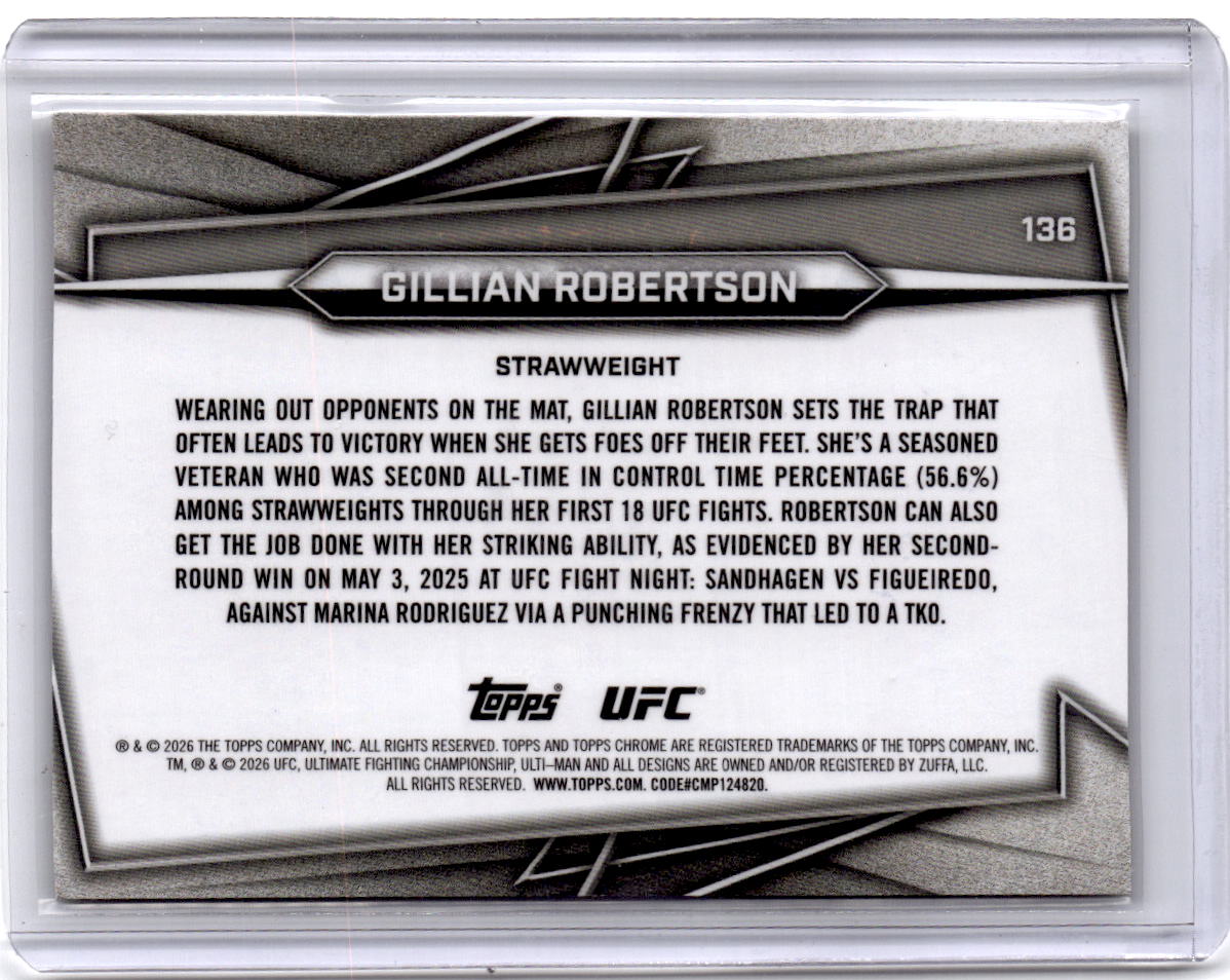 2026 Topps Chrome UFC #136 Gillian Robertson Gold Refractor