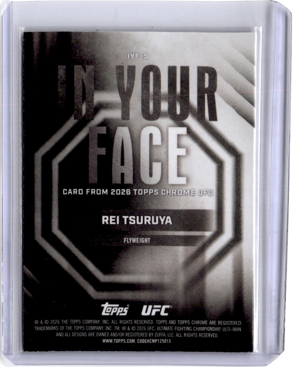 2026 Topps Chrome UFC #IYF-5 Rei Tsuruya In Your Face Green Refractor