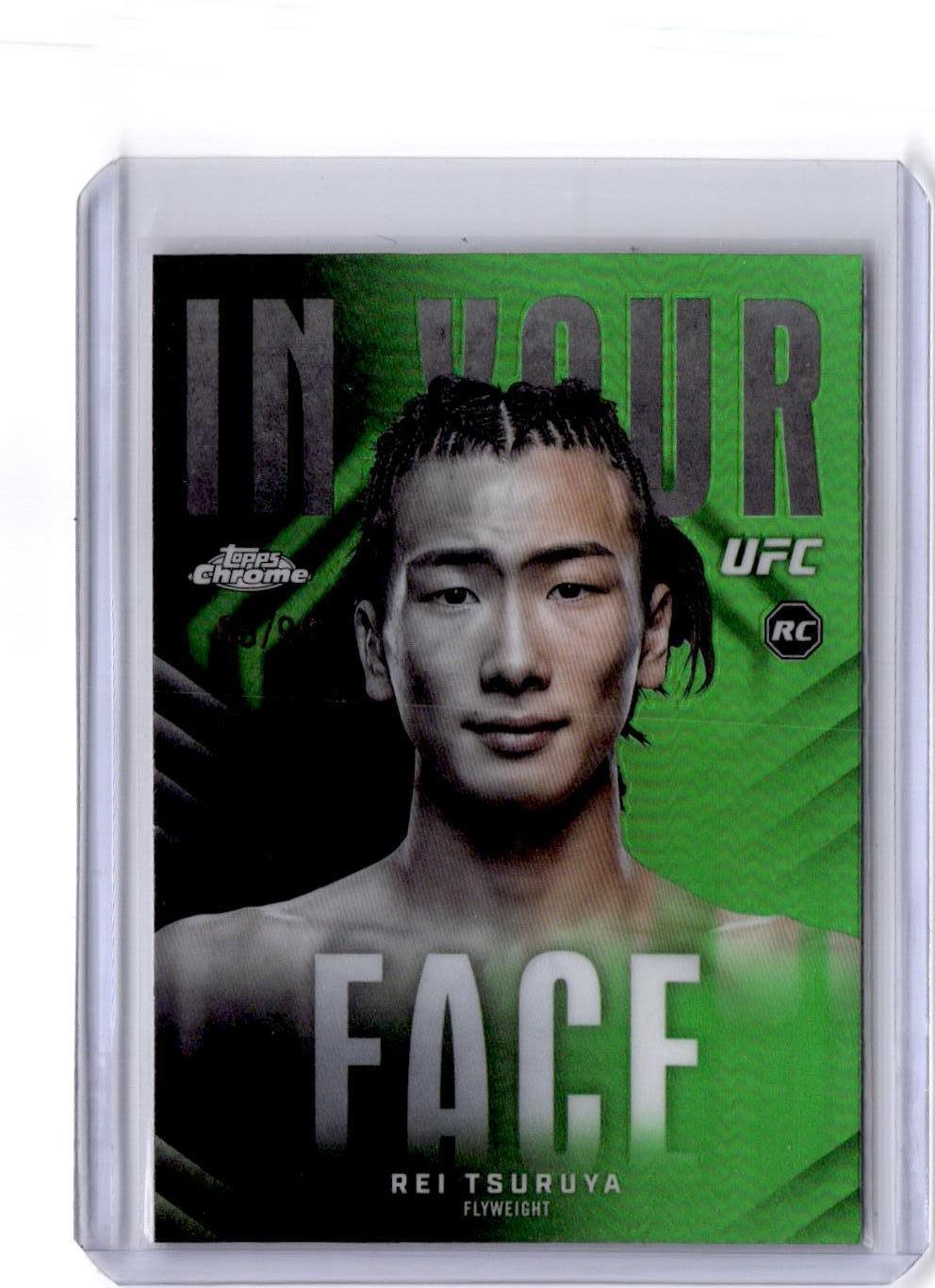 2026 Topps Chrome UFC #IYF-5 Rei Tsuruya In Your Face Green Refractor