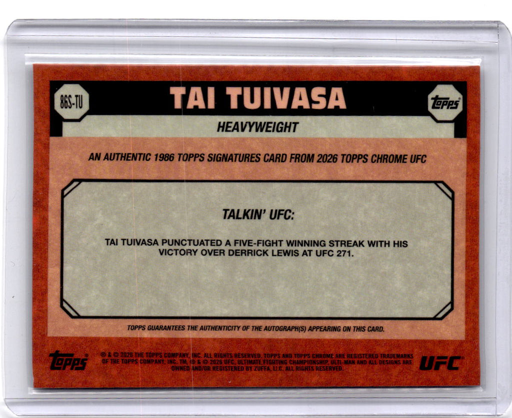 2026 Topps Chrome UFC #86S-TU Tai Tuivasa 1986 Topps Signatures