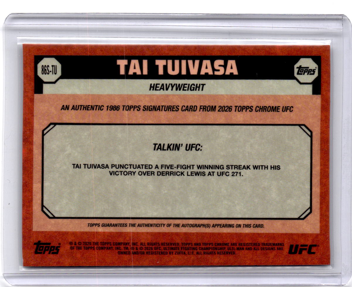2026 Topps Chrome UFC #86S-TU Tai Tuivasa 1986 Topps Signatures