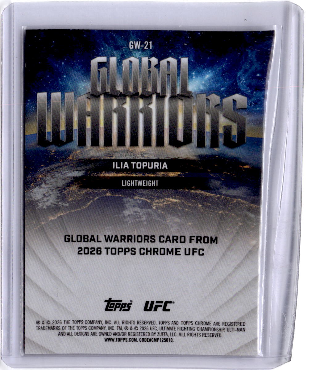 2026 Topps Chrome UFC #GW-21 Ilia Topuria Global Warriors Red Refractors 5/5