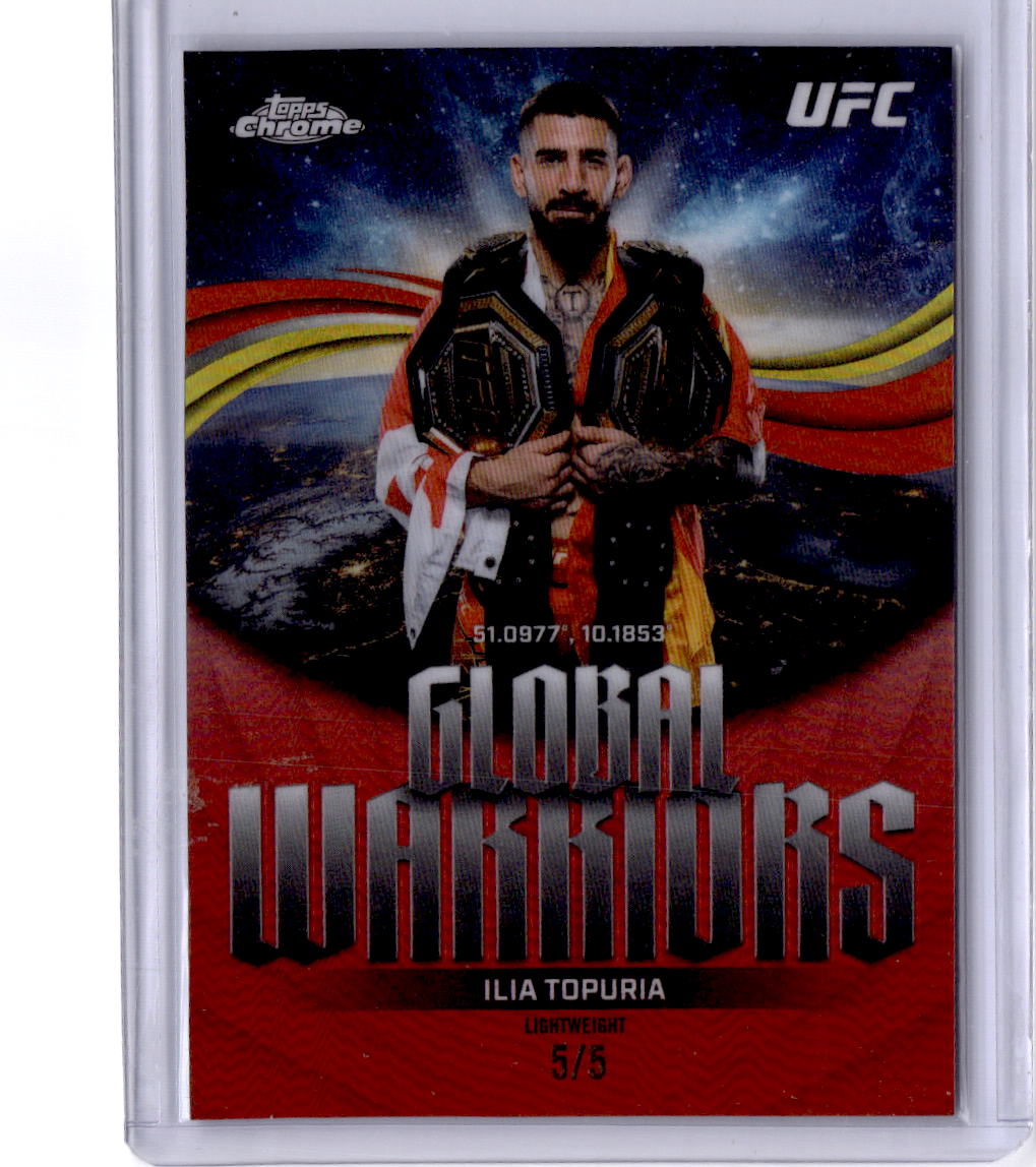 2026 Topps Chrome UFC #GW-21 Ilia Topuria Global Warriors Red Refractors 5/5