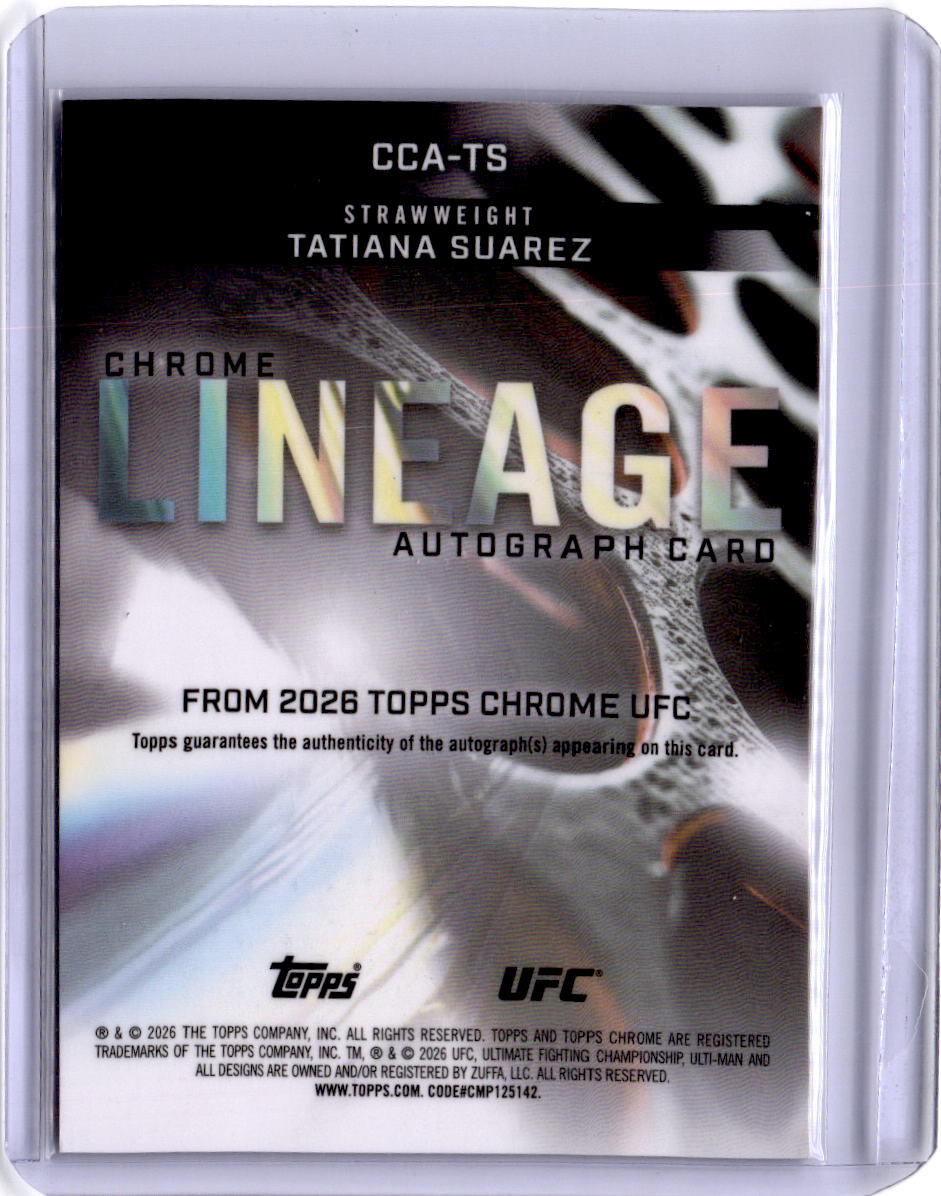 2026 Topps Chrome UFC Tatiana Suarez Lineage Autographs Orange Sapphire