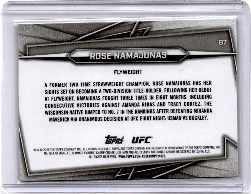 2026 Topps Chrome UFC #87 Rose Namajunas Blue RayWave Refractor