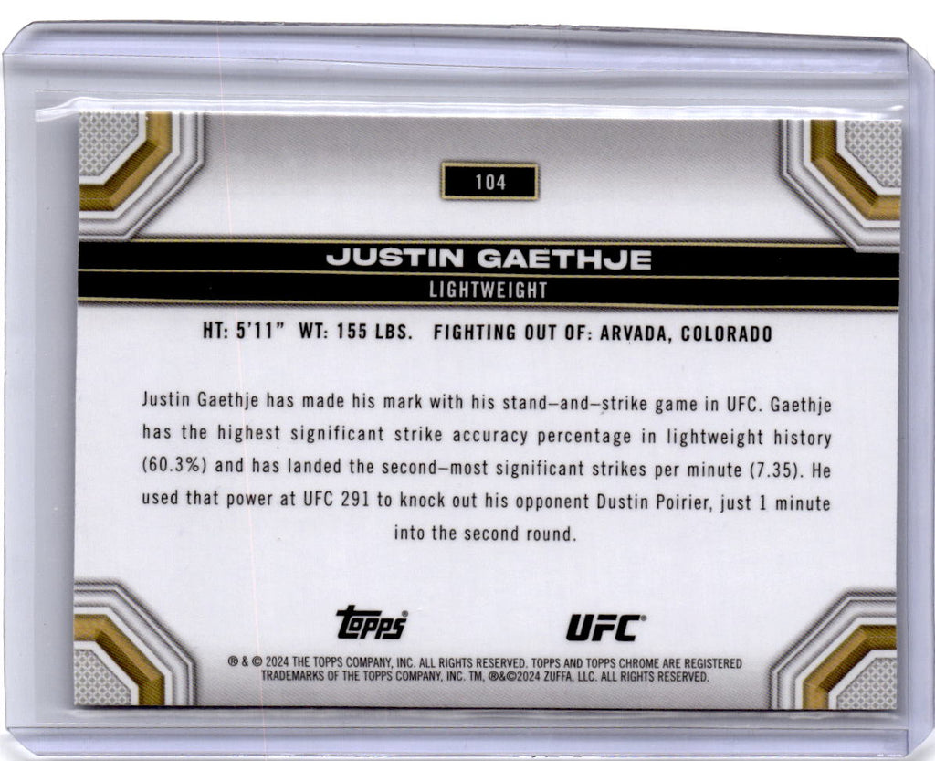2024 Topps Chrome UFC #104 Justin Gaethje Negative
