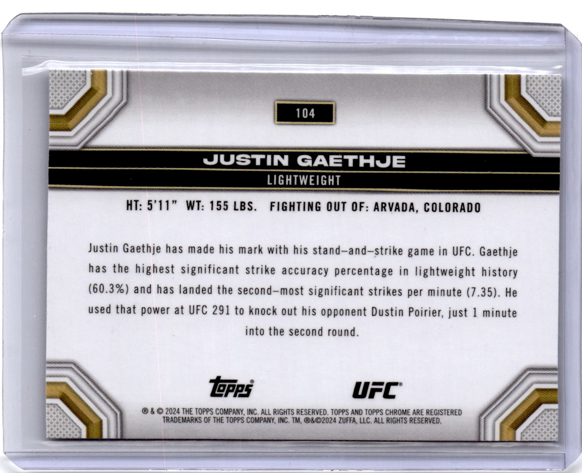 2024 Topps Chrome UFC #104 Justin Gaethje Negative