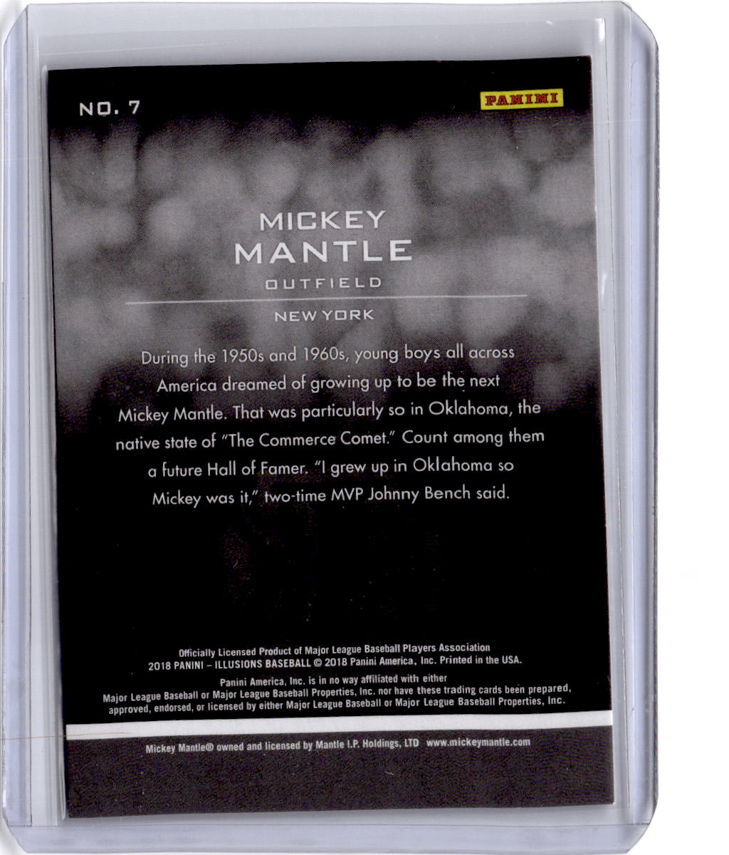 2018 Panini Chronicles #7 Mickey Mantle Illusions Trophy Collection Blue #/99