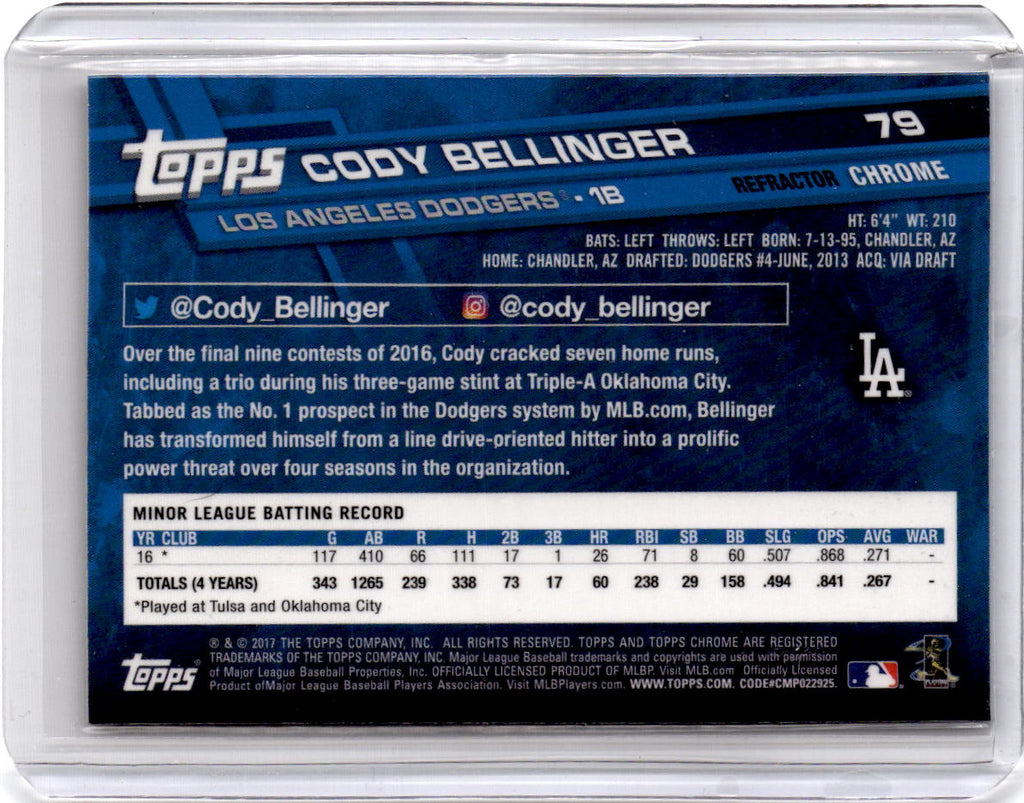 2017 Topps Chrome #79 Cody Bellinger Sepia Refractor