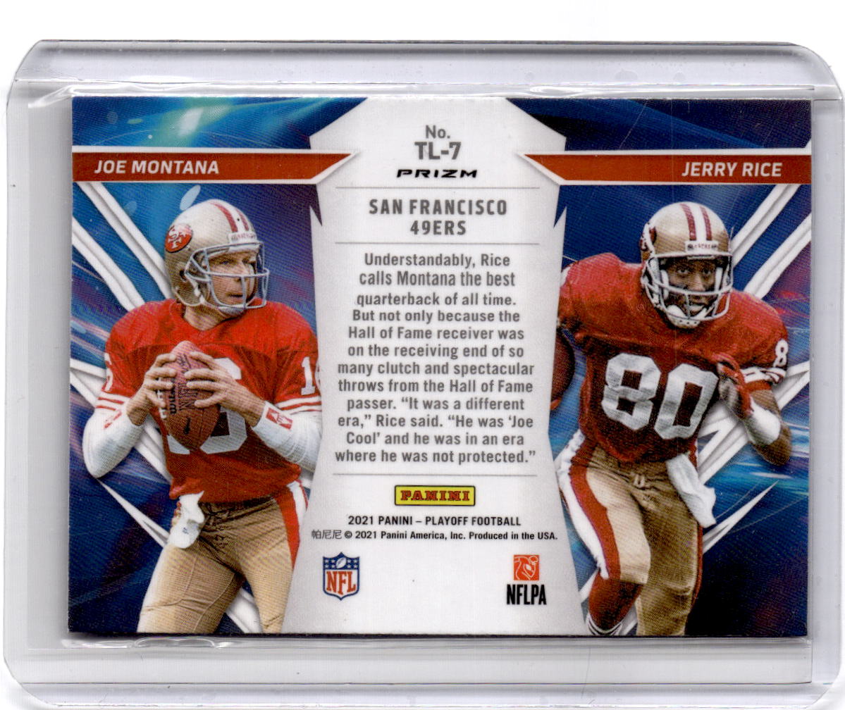 2021 Panini Playoff Joe Montana / Jerry Rice Thunder & Lightning Purple Prizm