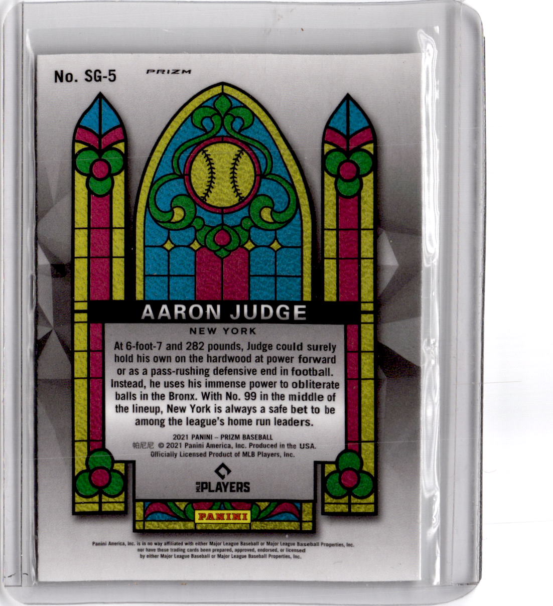 2021 Panini Prizm #SG-5 Aaron Judge Stained Glass Green Prizm