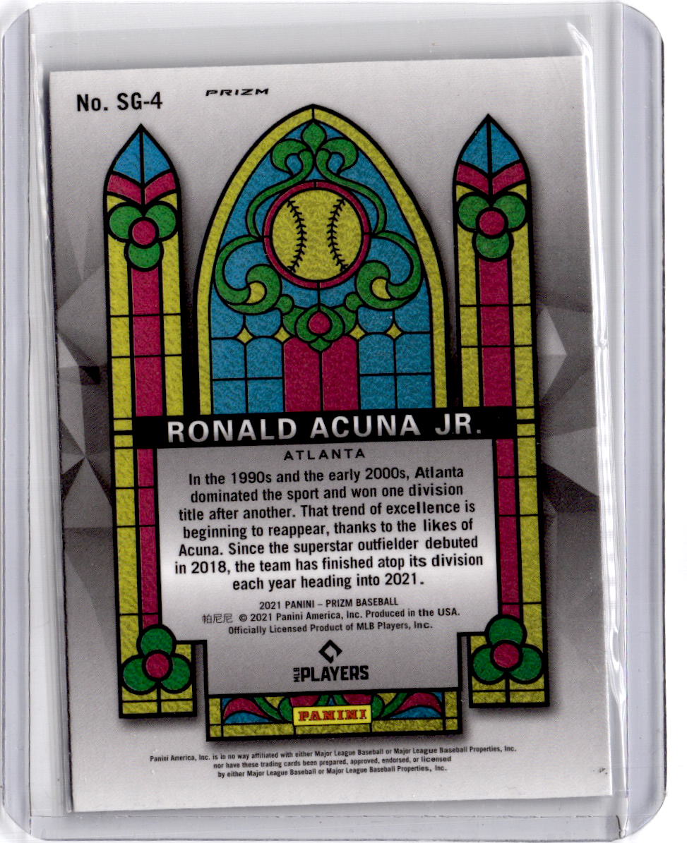 2021 Panini Prizm Ronald Acuna Jr. Stained Glass Nave Blue-Carolina Blue Prizm