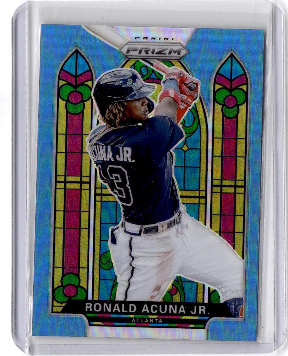 2021 Panini Prizm Ronald Acuna Jr. Stained Glass Nave Blue-Carolina Blue Prizm