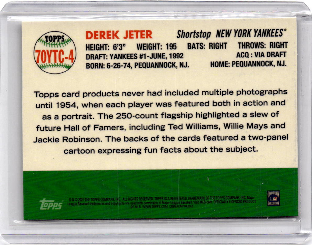 2021 Topps #70YT-4 Derek Jeter 70 Years of Topps Baseball (Series 1)