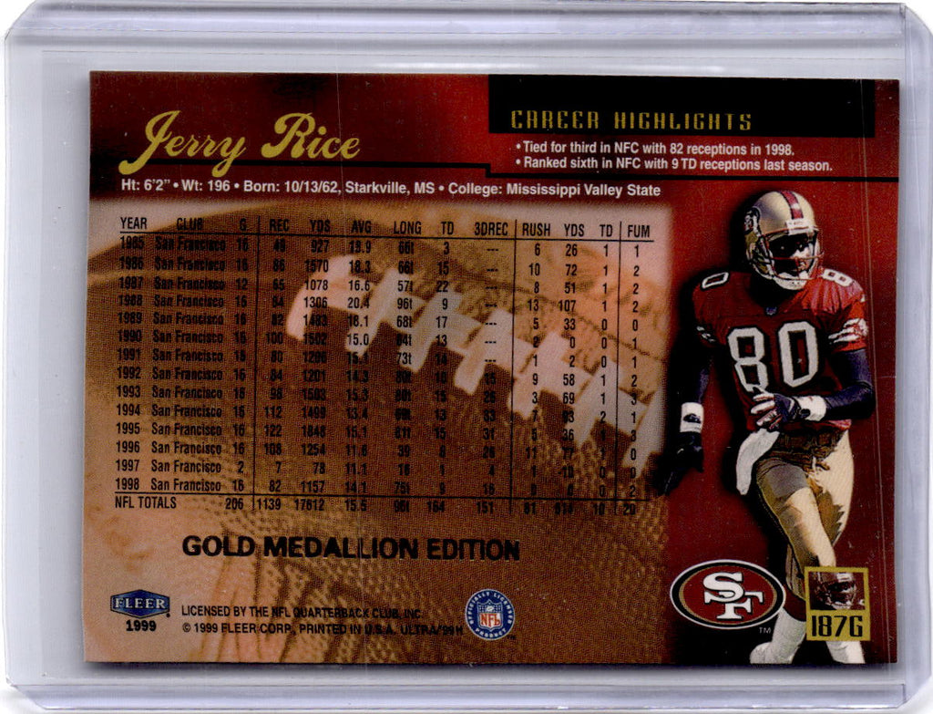 1999 Ultra #187G Jerry Rice Gold Medallion