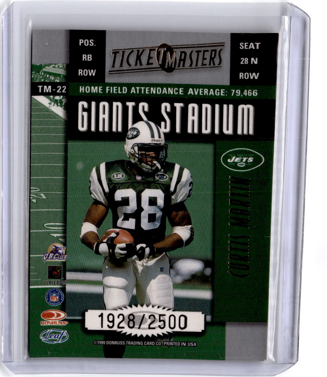 1999 Leaf Rookies & Stars Curtis Martin / Keyshawn Johnson Ticket Masters #/2500