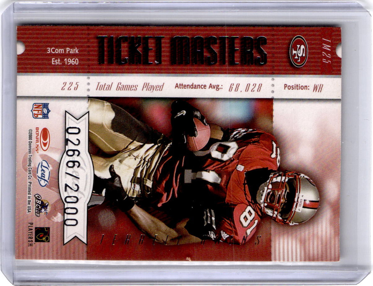 2000 Leaf Rookies & Stars #TM25 Jerry Rice / Terrell Owens Ticket Masters #/2000