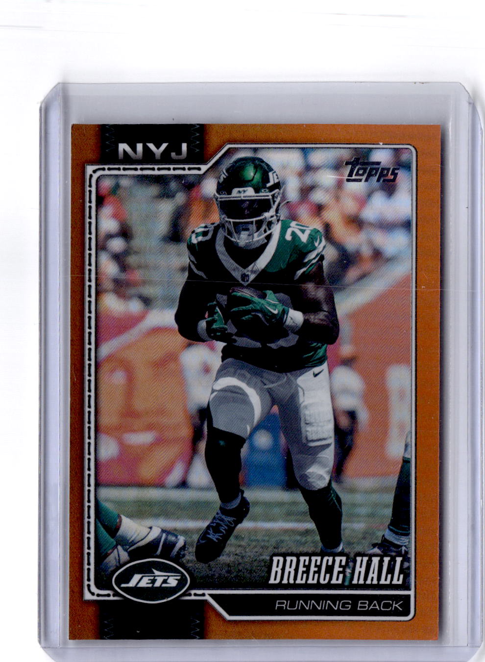 2026 Topps Flagship #162 Breece Hall Orange Holo Foil #/25