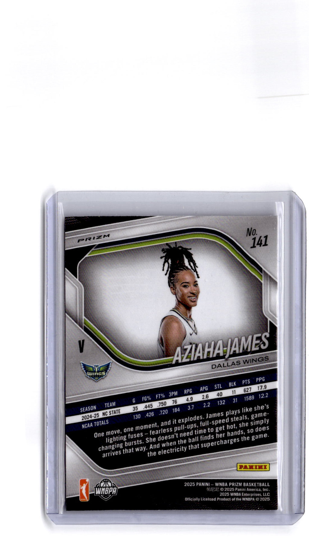 2025 Panini Prizm WNBA #141 Aziaha James Blue Velocity Prizms