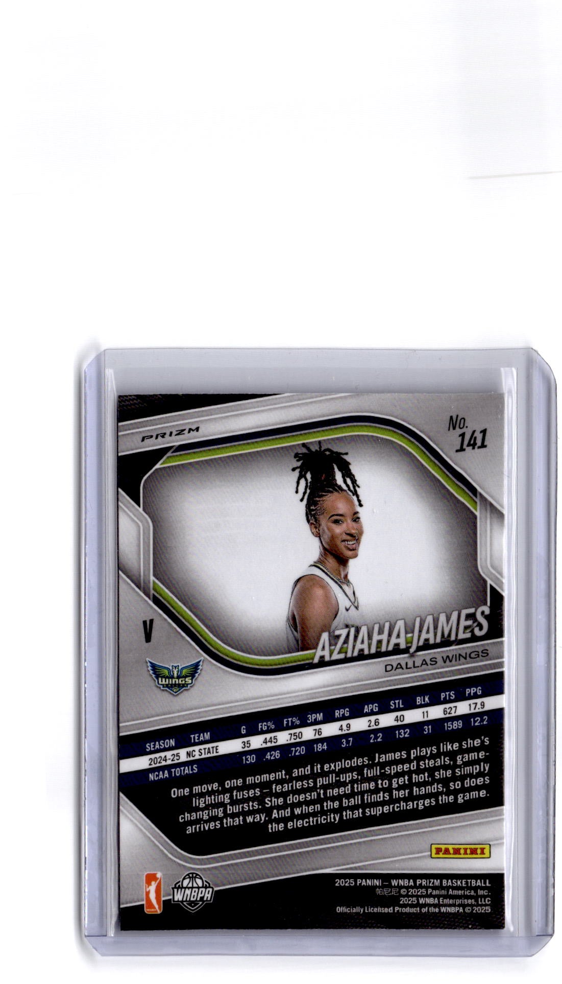 2025 Panini Prizm WNBA #141 Aziaha James Blue Velocity Prizms