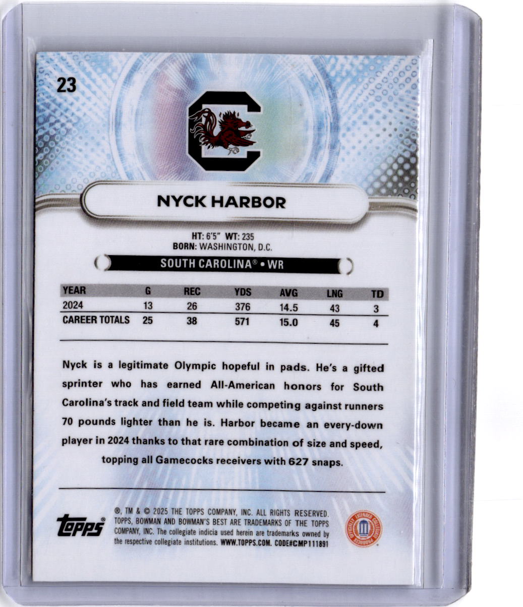2025 Bowman University Best #23 Nyck Harbor Green Mini-Diamond #/99