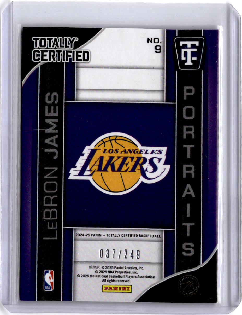 2024-25 Panini Totally Certified LeBron James Portraits Mirror Neon Orange #/249